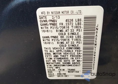 2013 Nissan Rogue S z USA, uszkodzony, nr VIN JN8AS5MV1DW633907